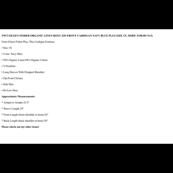 NWT Eileen Fisher Organic Linen Boxy Cardigan Sz 1X - Picture 8 of 8